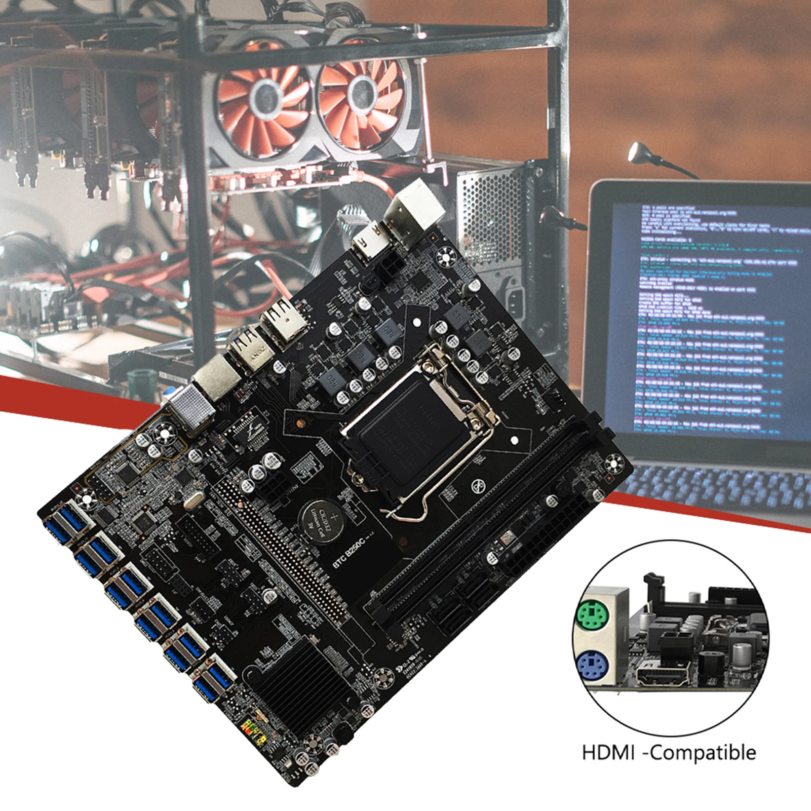 B250C BTC ǻ , 12P Ƽ Ʈ ̺ ,  pcie 1X To USB 3.0 ̽ ̴  , ǻ ׼