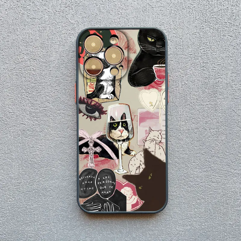 Artistic Image Stitching Black Cat Phone Case - Stylish Protective Back Cover
