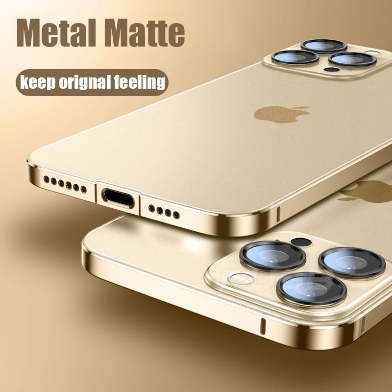 Case For iPhone 15 14 Pro Max 13 12 Aluminium Alloy Metal Bumper Matte Cover