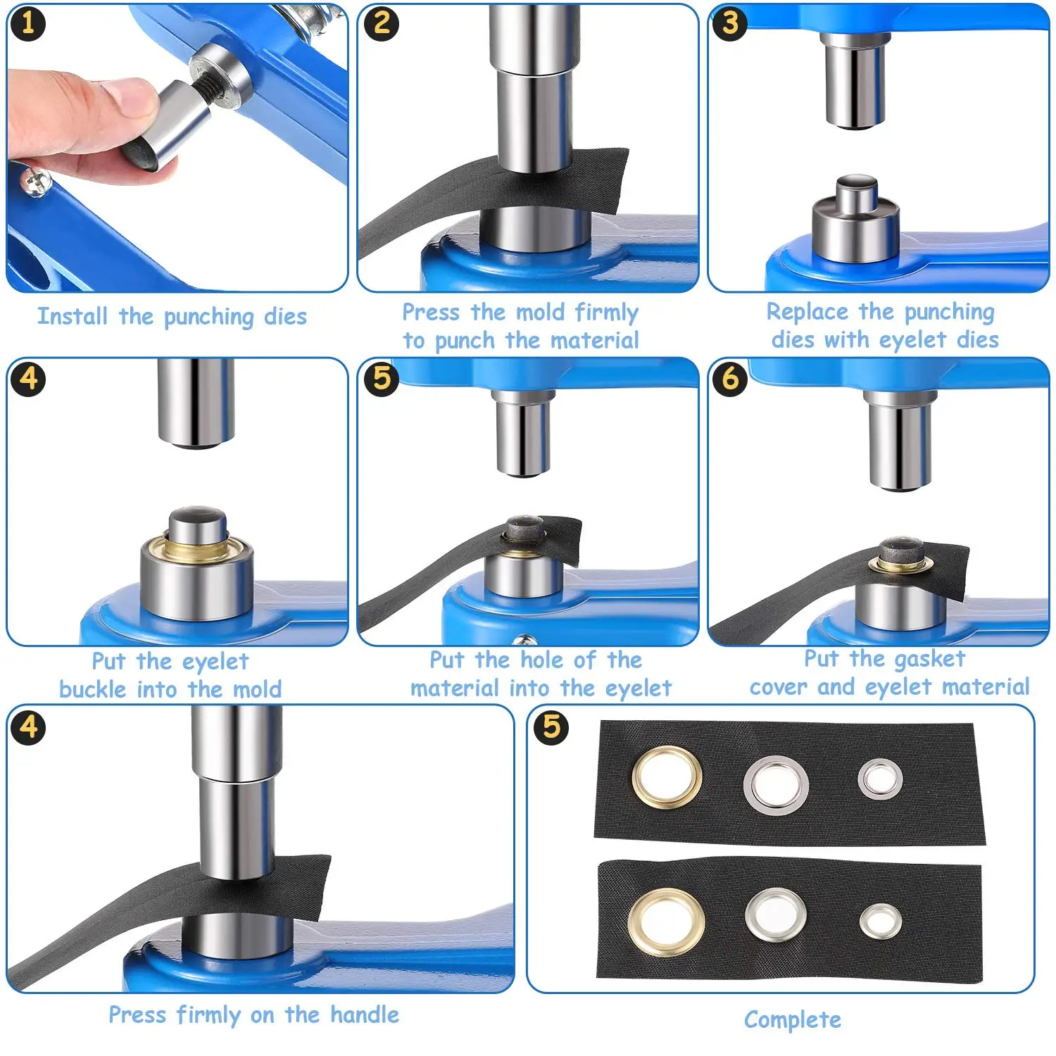 Manual KAM DK93 or Half-Manual DK98 hand press machine Grommet Eyelets Snap  Button molds install Machine hand Punch Tool EH230 - AliExpress