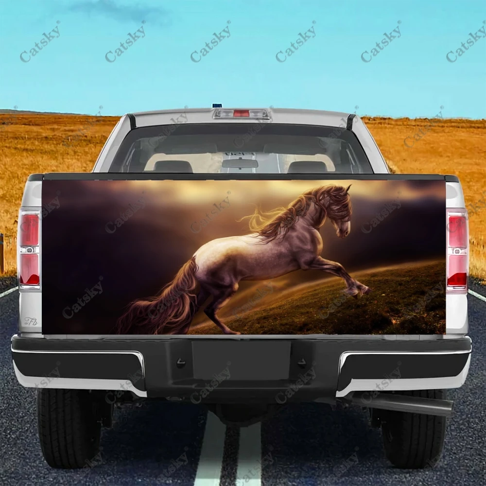 Galloping Horse Printing Car Tail Trunk Protect Sticker Decal Car Body Automobile Decorazione Per Suv Off-Road Universal Pickup
