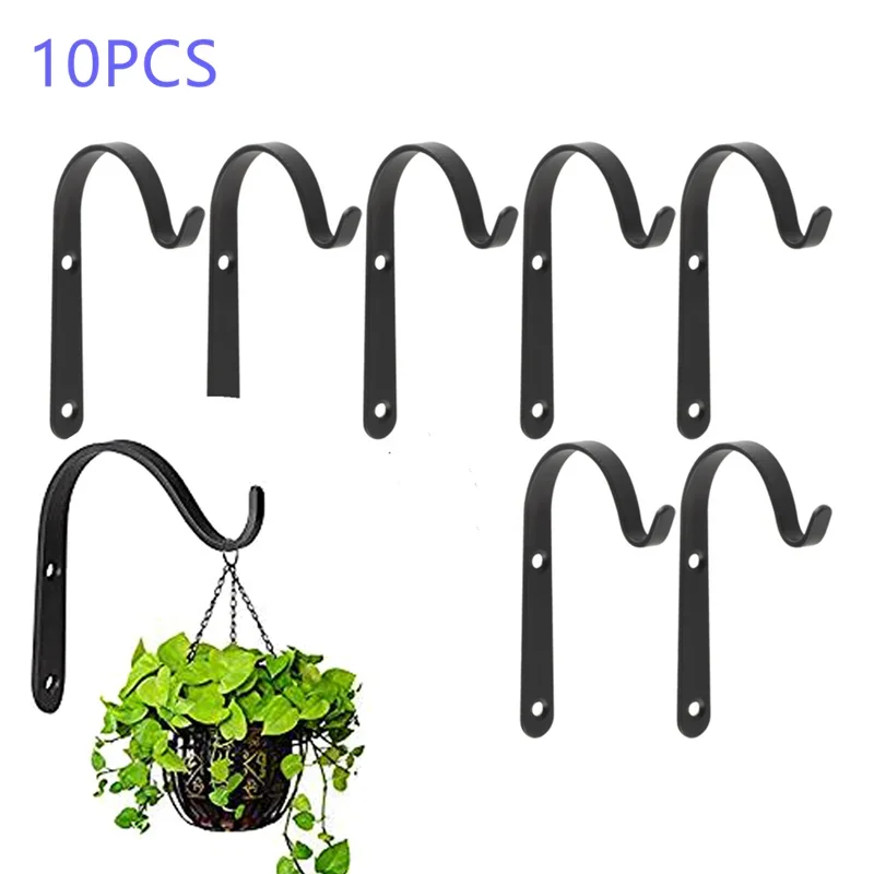 

Pot Flower Light Iron Hook Hanging Bracket Decoration Chimes Planter Lantern Wall Wind Black Basket Garden Home