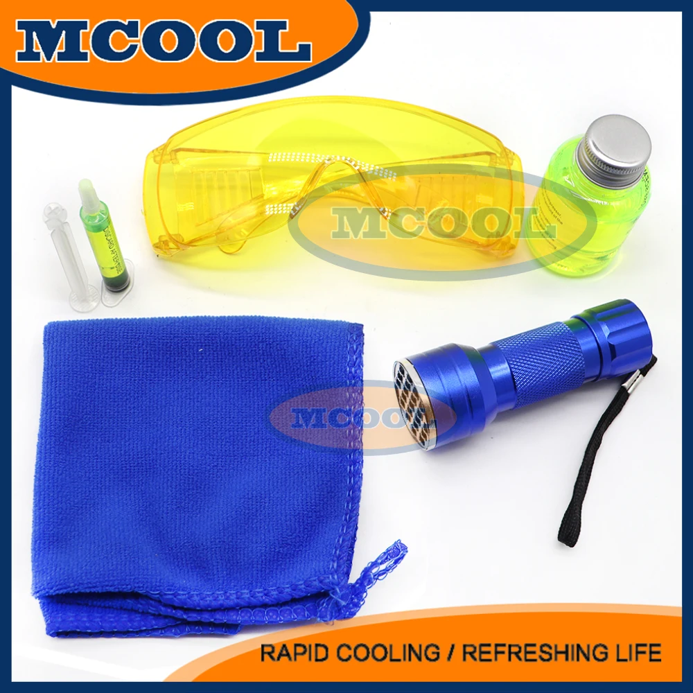 Air Conditioning Leak Detector Auto Fluorescent Leak Detection Auto Air Conditioning R134a Refrigerant Gas Freon AC Leak Test Detector Repair Tool UV Dye