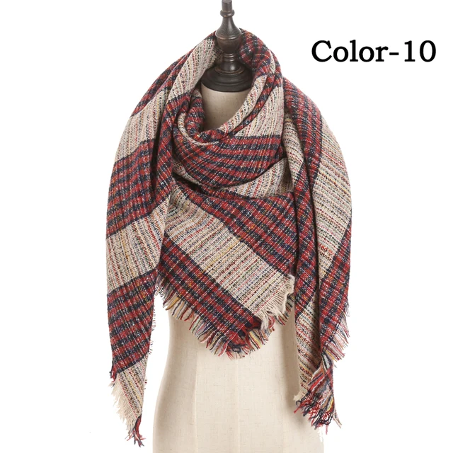 2021 new Cashmere Scarf For Women Plaid Knitted Triangle Pashmina Winter Warm Shawl Wraps Bufanda Female Soft Neck Echarpe UE-10