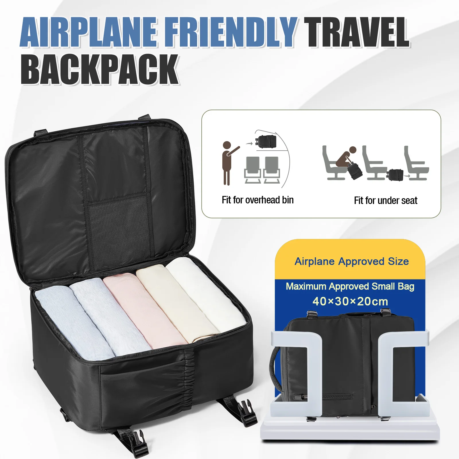 Cabin Bags Ryanair 40x30x20 Underseat Cabin Bag, Hand Luggage Travel Backpack Cabin Size Business Carry On Bag Computer Backpack