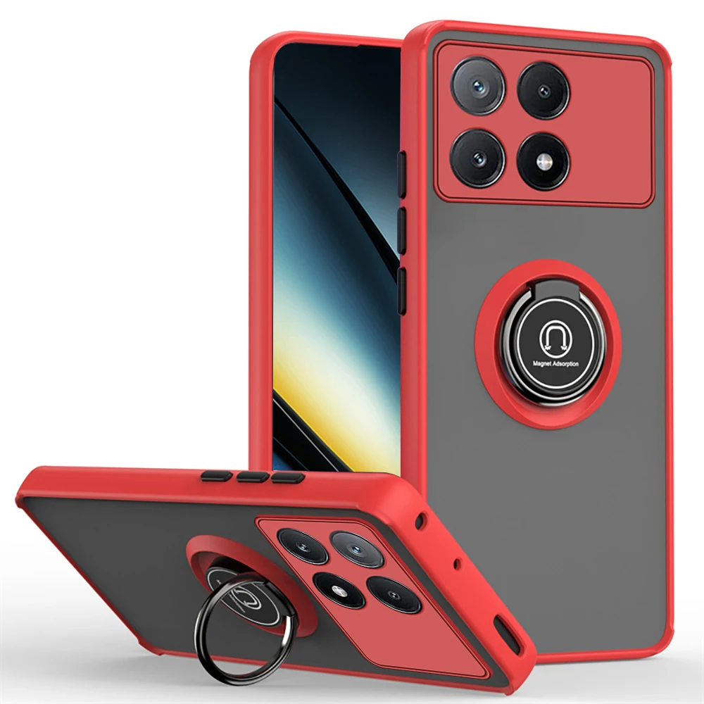Matte Magnetic Ring Holder Shockproof Armor Phone Case - Universal Fit