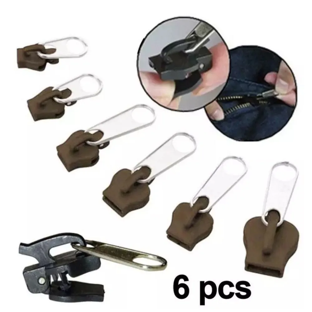 6Pcs Set Pull Lock Repair Kit Zip Sliders Spirals Instant Sewing Plastic Nylon Metal Pull Locks Fixes Any Pull Lock In A Flash