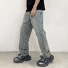 2024 street Latest designer Pattern Jacquard Jeans Looser Hollow-out Men's Pants Full Length Denim Clothing Black Blue men's pan 2