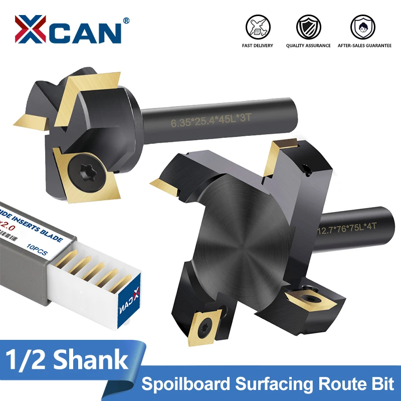 

XCAN Wood Planer Bit 1/2 Shank Spoilboard Surfacing Router Bit With Titanium Carbide Insert Slab Flattening Wood Milling Cutter