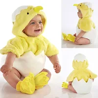 Girl Outfits Infant Boys Girls Cosplay Chicken Animal Costume Winter Fleece Hooded Romper Bodysuits Footwear Set Baby Size 1