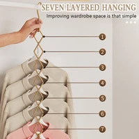 Stainless Steel 7-Hole Support Clothes Hanger Household Saving Space Clothes Rack for Dormitory Hanging Folding Clothes Rack 2