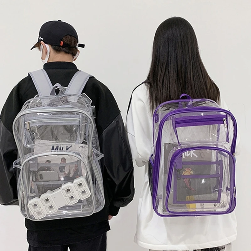 Trendy Clear Rucksack School Book Bag Large Capacity Travel Laptop Backpack