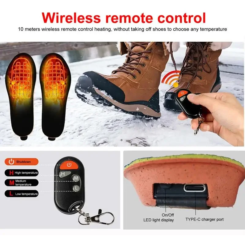 Heated Insoles Winter Shoe Inserts USB Insoles Shoes Boot Keep Warm Washable Outdoor Sports Thermal Shoe Pads