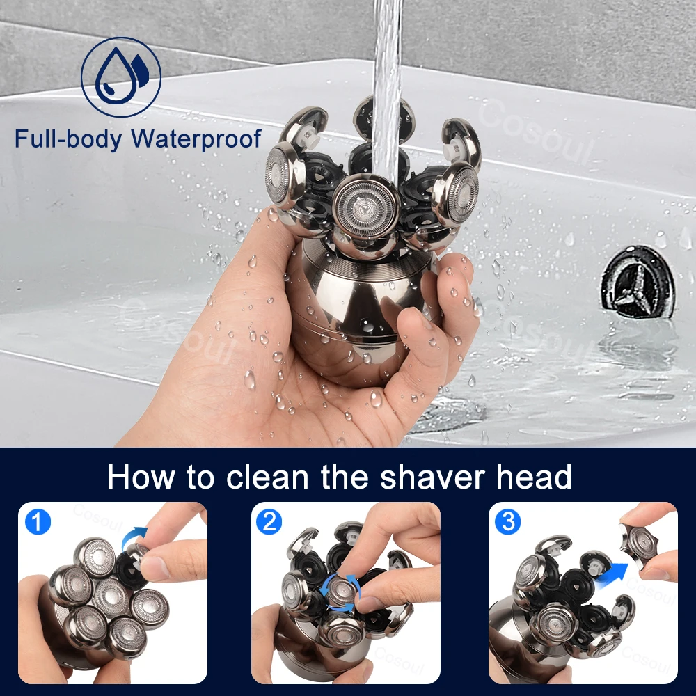 Hair Clipper Electric Shaver Hair Trimmer Electric Razor Rotary Shaver Electrical Rotary Shaver Electric Hair Clipper Cordless Shaver Shaver for Men Electric Shaver Bald Head 5 in 1 Hair Clipper for Bald Man Beard Trimmer Shaving Machine Head Razor 7