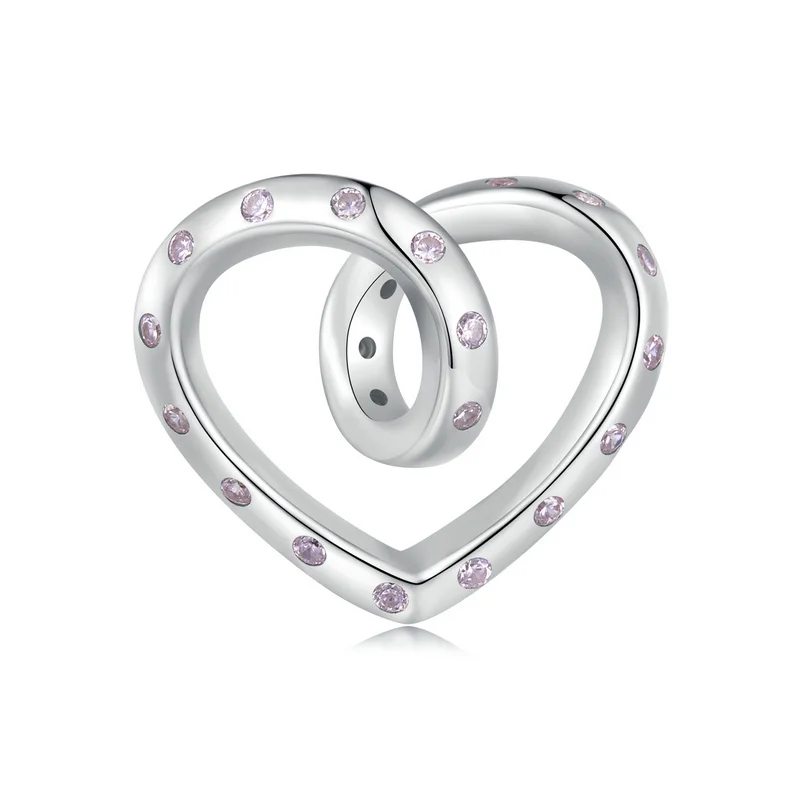WOSTU Heart Charm - Silver Plated Mother Daughter Face Charm For Bracelets/Necklaces, 11mm