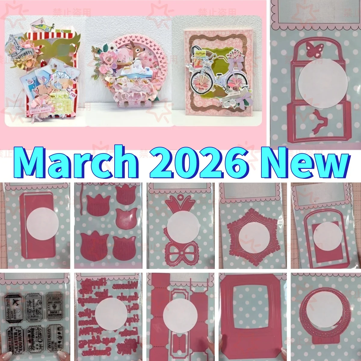Hollow Frames Round Window Cutouts Bow Kitten Tulip Metal Cutting Dies Clear Stamps For DIY Decorating Scrapbook
