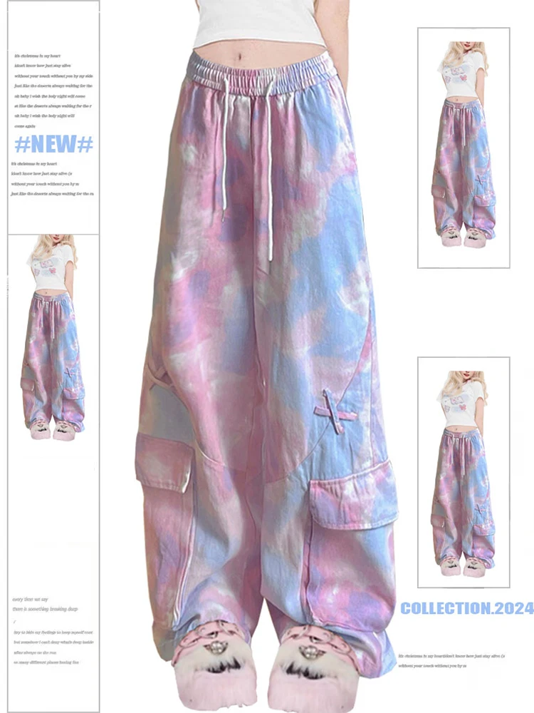 

Women's Baggy Cargo Pants Vintage Harajuku Y2k Aesthetic Streetwear Oversize Parachute Pants High Waist Trousers 2000s Clothes
