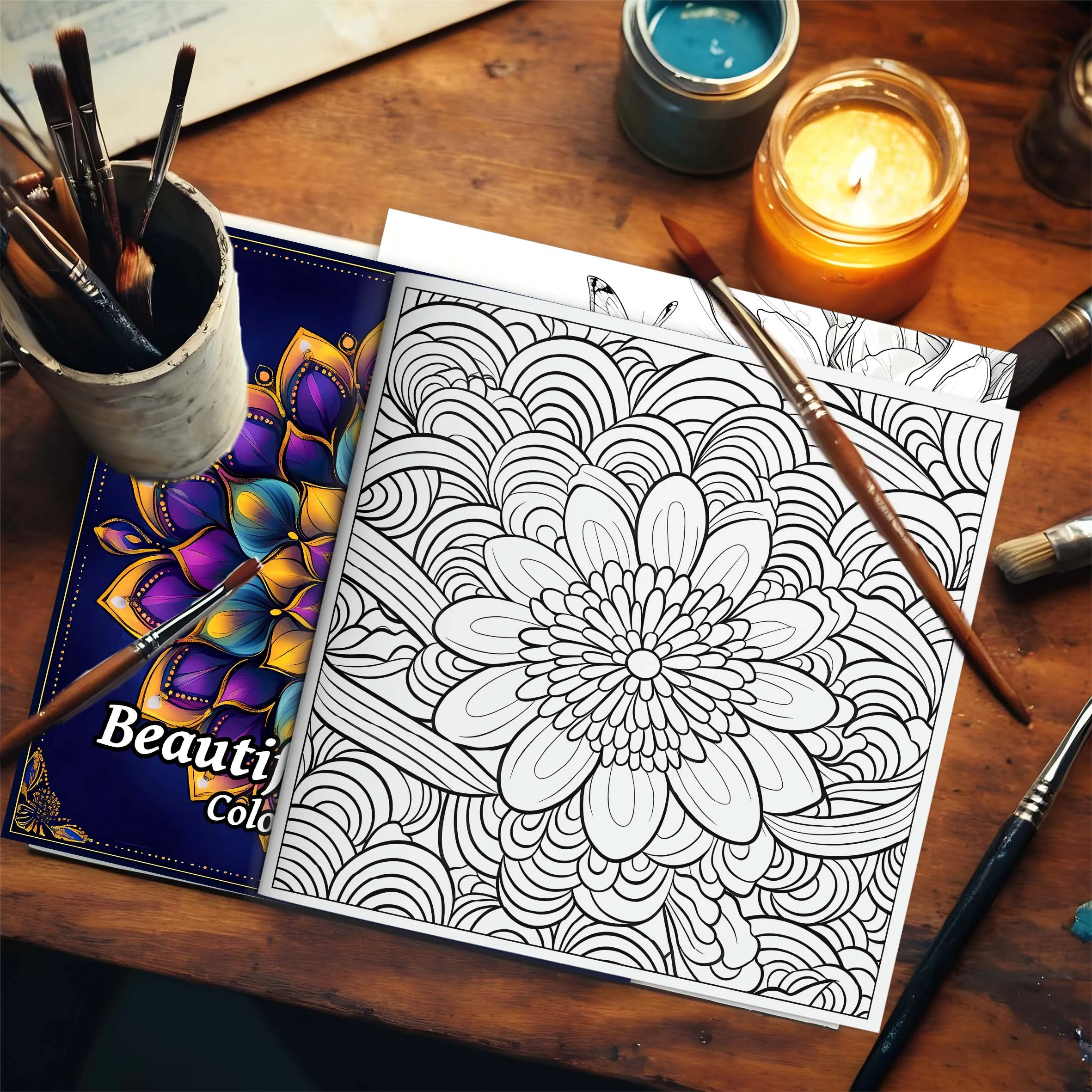 Mandalas Blumen-Malbuch für Erwachsene, zum Stressabbau, Zeitvertreib, Graffiti-Malerei, Zeichnen, Kunstbuch, Schreibwaren, Zeichnen – Detail 4
