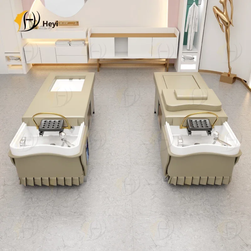 thai head spa lay down washing hair chair salon electric pedicure massage shampoo tables bed with water circulation steamer 4