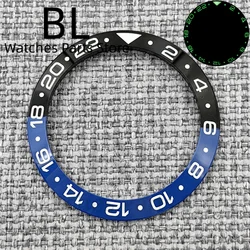 Ceramic Multi - Color GMT Watch Bezel with Green Luminous (Black blue 2)