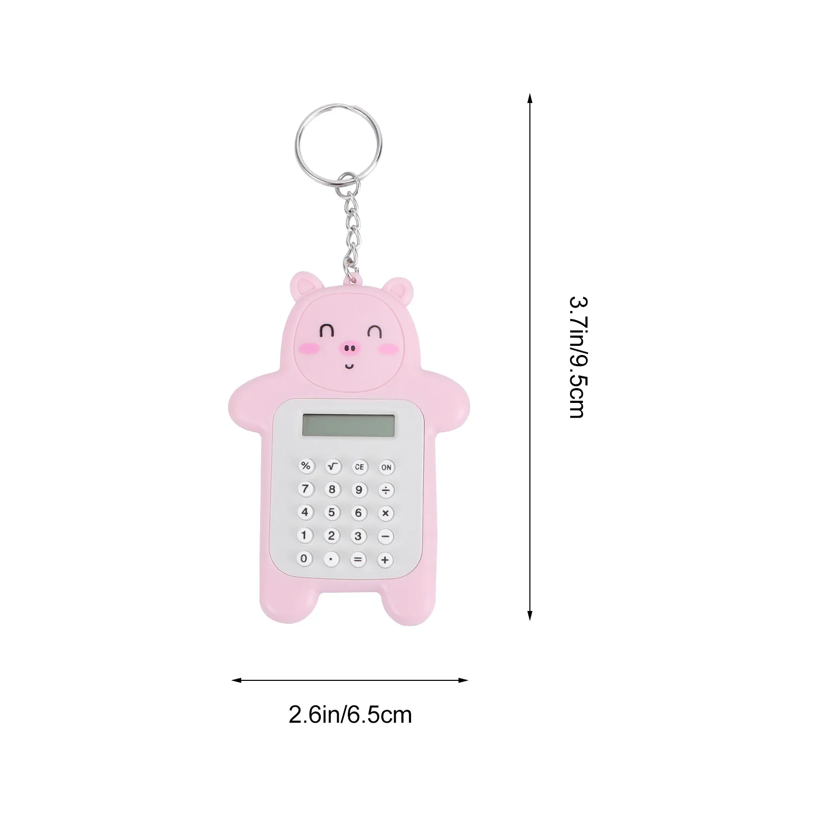 3Pcs 귀여운 곰 모양 전자 계산기 키 체인 펜던트 학생 사무실 가방을위한 미니 휴대용 포켓 계산기