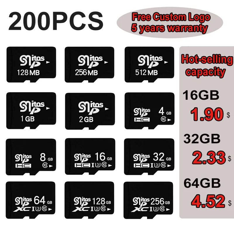 100PCS Original memory card 32GB 64GB Custom Logo C10 TF Cards SDXC 128GB  256GB 512GB 60-80MB/S U3 For Phone Drone Camera - AliExpress