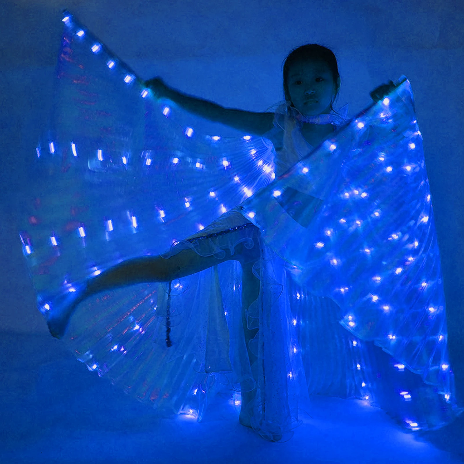 LED Isis Flügel bunte LED Schmetterling Flügel mit Teleskops täbchen Weihnachten leuchten Performance Kostüm Bauchtanz Flügel – Detail 9