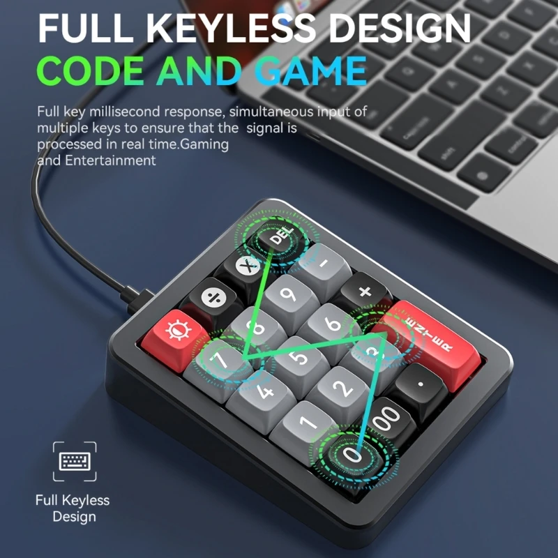 

RGB Game Keyboard with Lighting and Hot Swappable Keys Macro Enabled Numpad M76A