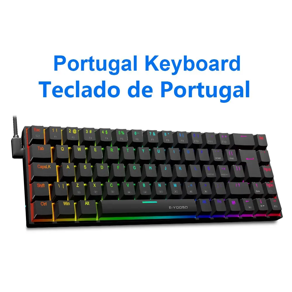 E-YOOO-Mini Slim Wired Teclado Mecânico para Jogos, Interruptor Vermelho, 68 Teclas, Z686 RGB, USB, 60%, Russo, Brasileiro, Português, Computador - AliExpress 7 E-YOOO-Mini Slim Wired Teclado Mecânico para Jogos, Interruptor Vermelho, 68 Teclas, Z686 RGB, USB, 60%, Russo, Brasileiro, Português, Computador - AliExpress 7