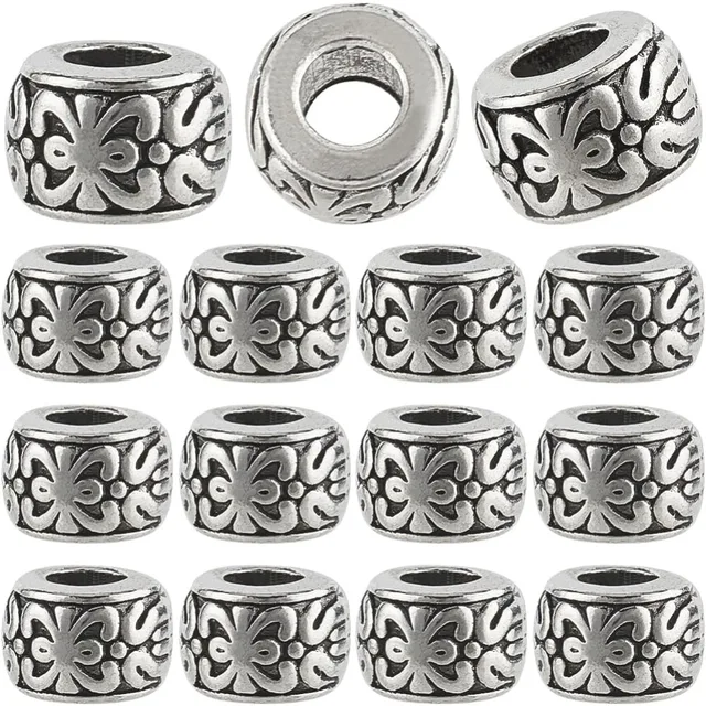 thumbnail image 2 of 150pcs Spacer Beads Assortment - Large Hole Tibetan Alloy Rondelle Beads For DIY Jewelry Making 2 of 11