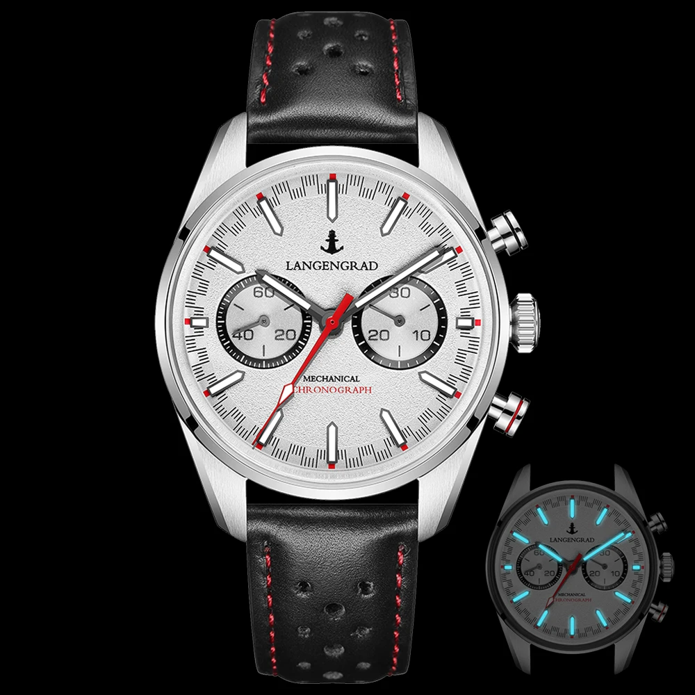 

RED STAR Mechanical Wristwatch 1963 Racing Chronograph ST1901 Movement Dome Sapphire Manual Winding Super Luminous Watch