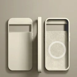 Luxury Liquid Silicone Magnetic Phone Case - Wireless Charging Bumper Cover for Pixel 6 (White)