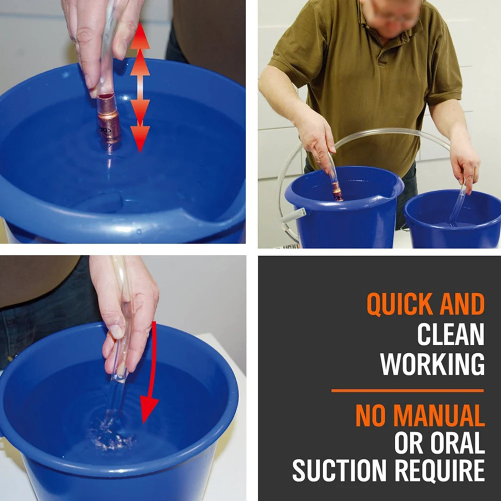 

2M Safety Self Priming Syphon Hose, Ideal for Safe Fuel, Oil, Water Transfer Transparent PVC Material, Fast Delivery