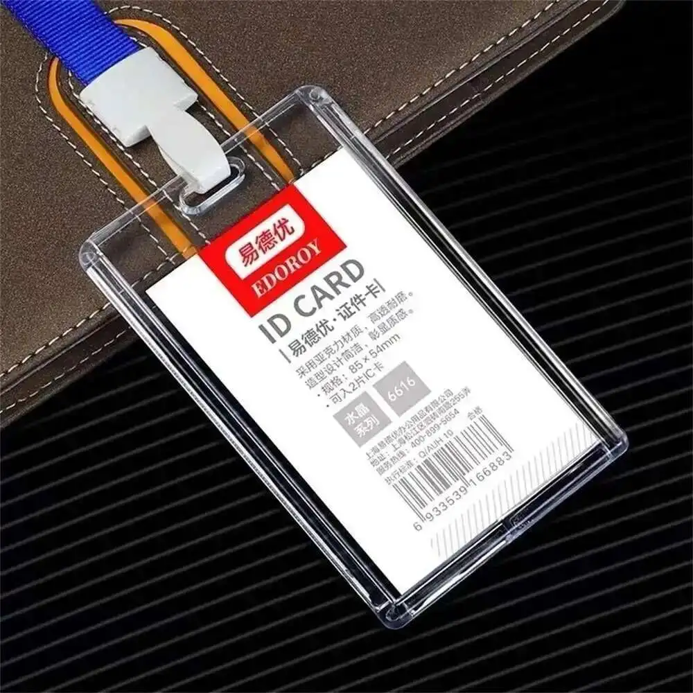 Heavy Duty Double-sided Clear Acrylic Id Card Badge Holder Name Tag Holder for Student Employee Worker Office Meeting Company