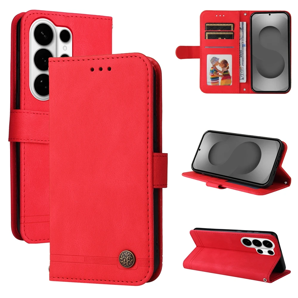 Premium Magnetic Leather Flip Wallet Case with Kickstand - Classic Business Design