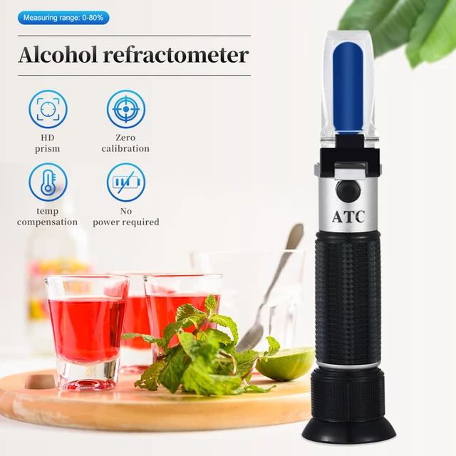 Réfractomètre portable de mesure de teneur en alcool 0-80% (whisky, cognac,  vidka, etc.), largement utilisé dans la recherche scientifique : :  Cuisine et Maison