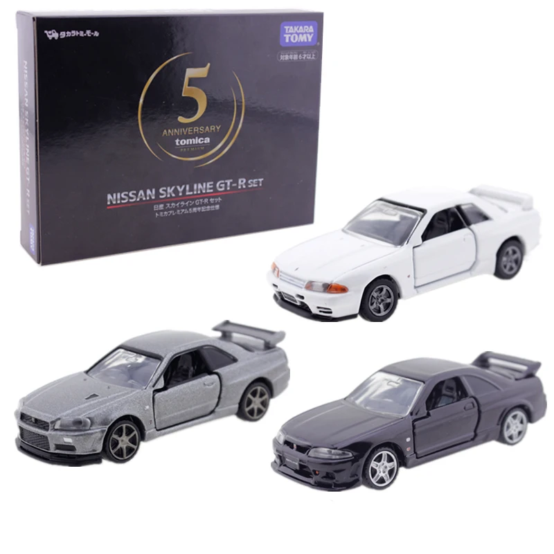 

Takara Tomy Tomica Premium Nissan Skyline GT-R Set 5th Anniversary Black Box Vehicle Diecast Metal Model Alloy Car Kids Toy Gift