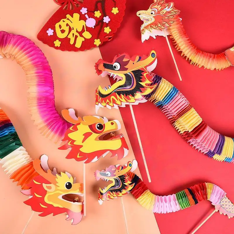 Marionnette Dragon Chinois 3D – Kit Bricolage 12 Pièces – Extensible 21-95 Cm – Nouvel An, Fête Du Printemps
