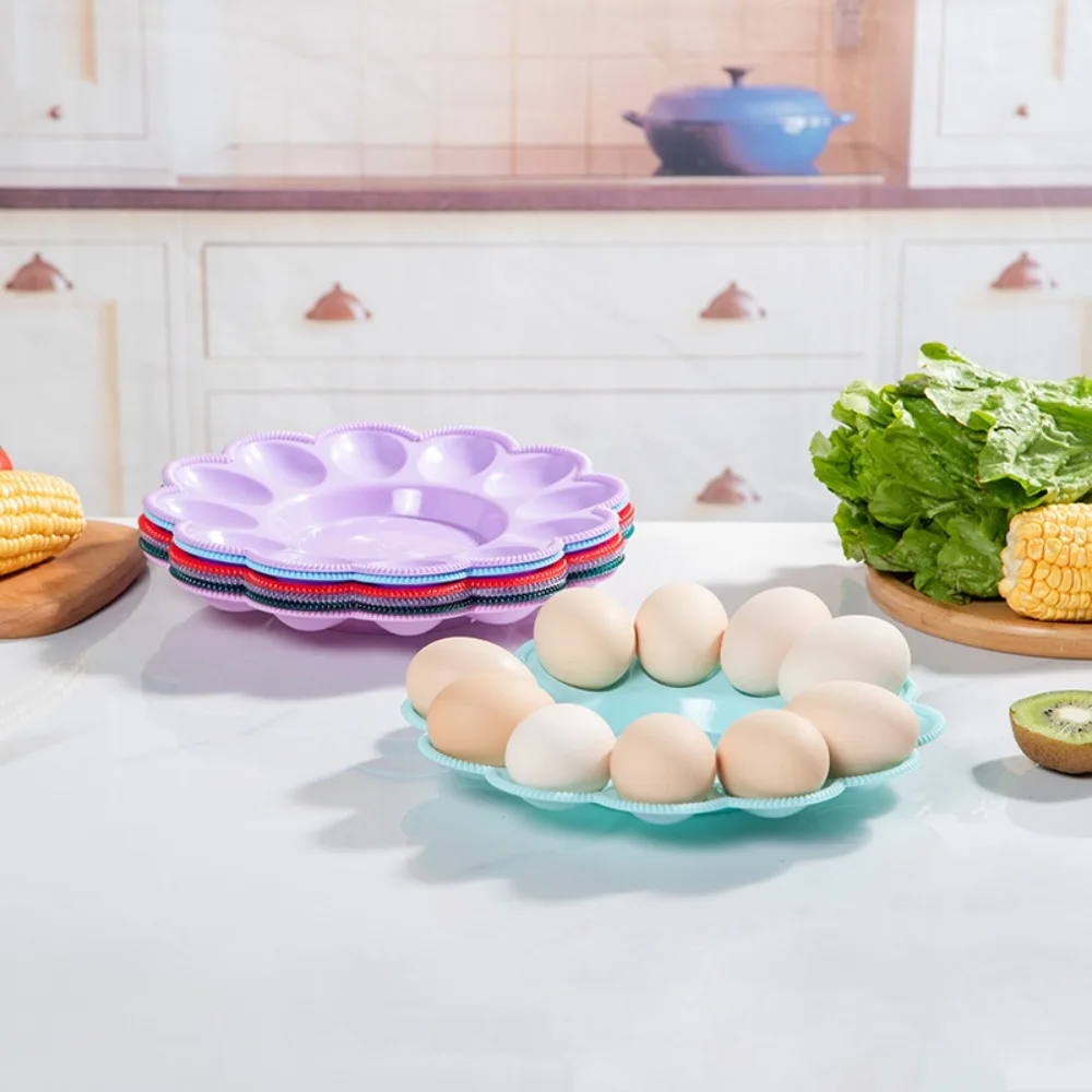 1Pc Simple 12 Grids Egg Holder New Random Color Plastic Refrigerator Egg Trays Home Creative Egg Plate Rack Storage Tray 4