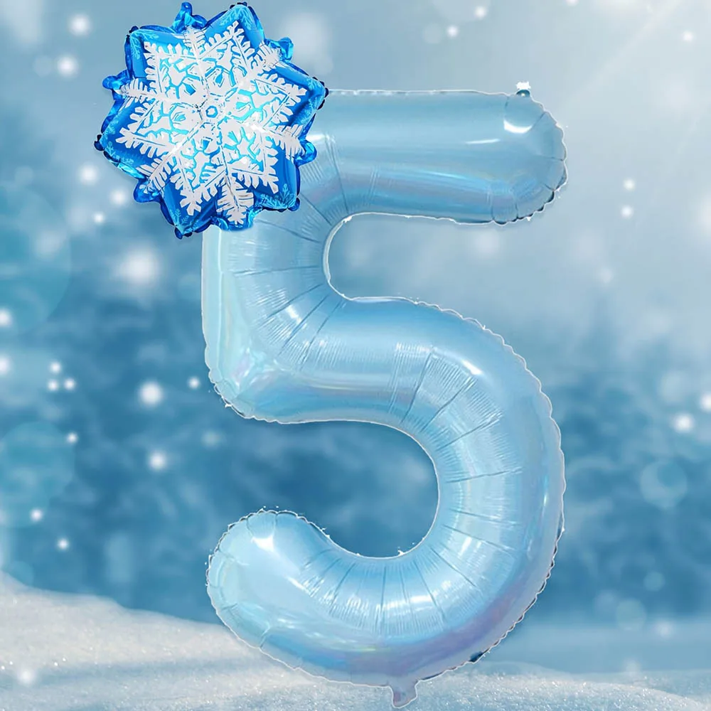 2 stücke Eis Schnee Blau Anzahl Folien Ballons Blaue Schneeflocke Ballon Prinzessin Mädchen Jungen Geburtstag Party Baby Dusche Dekorationen geschenke – Detail 6