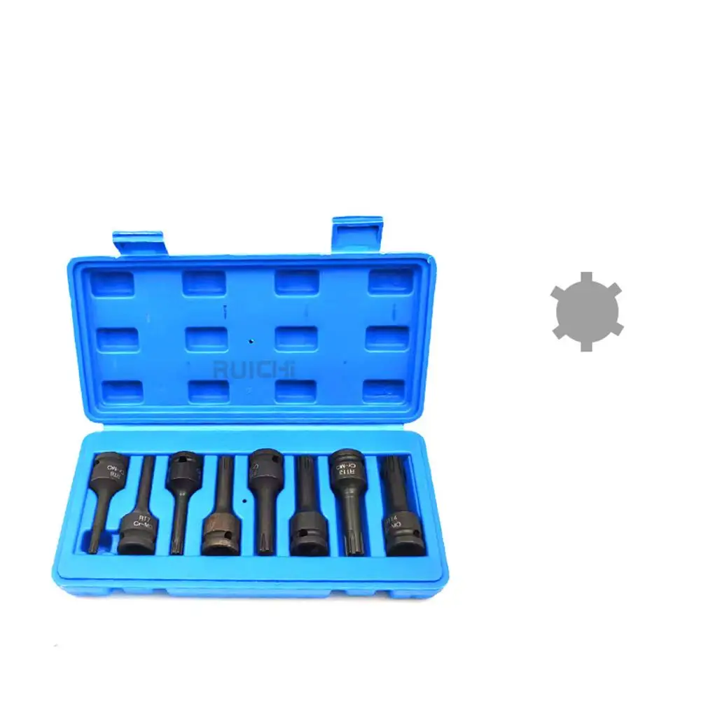 

8pcs Inner Hexagonal Bits Strong Sleeve Wrench Heads Handle Tools 1/2 Pneumatic Sleeve Nut Driver Drill Bit Set