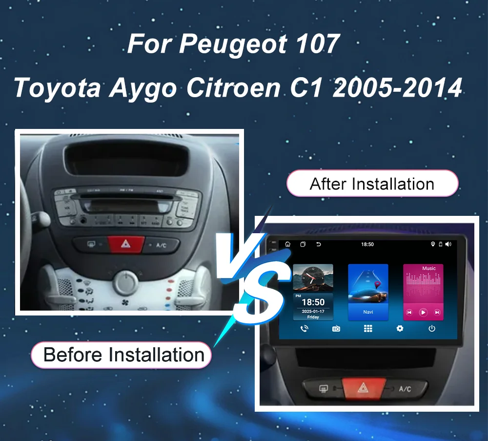 Car For Peugeot 107 Toyota Aygo Citroen C1 2005-2014 Auto Navigation Player Multimedia Android Auto Carplay 2Din DVD Stereo GPS Car Multimedia Player