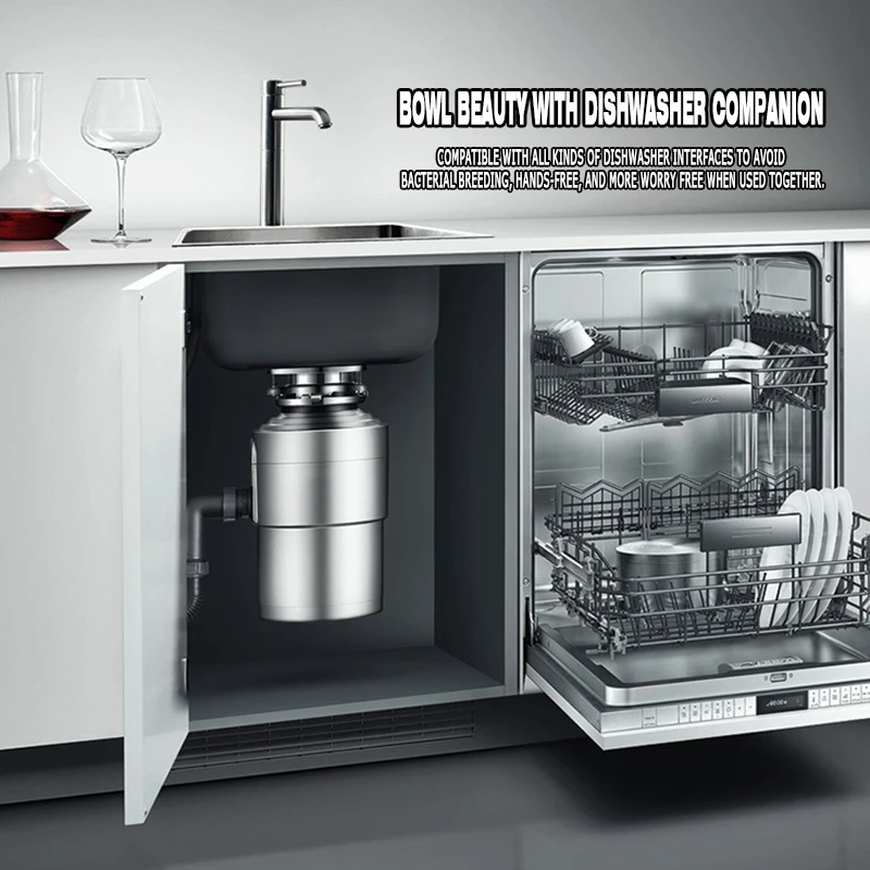 800W Kitchen Garbage Disposal Crusher Food Waste Disposers Stainless Dteel Grinder Appliances