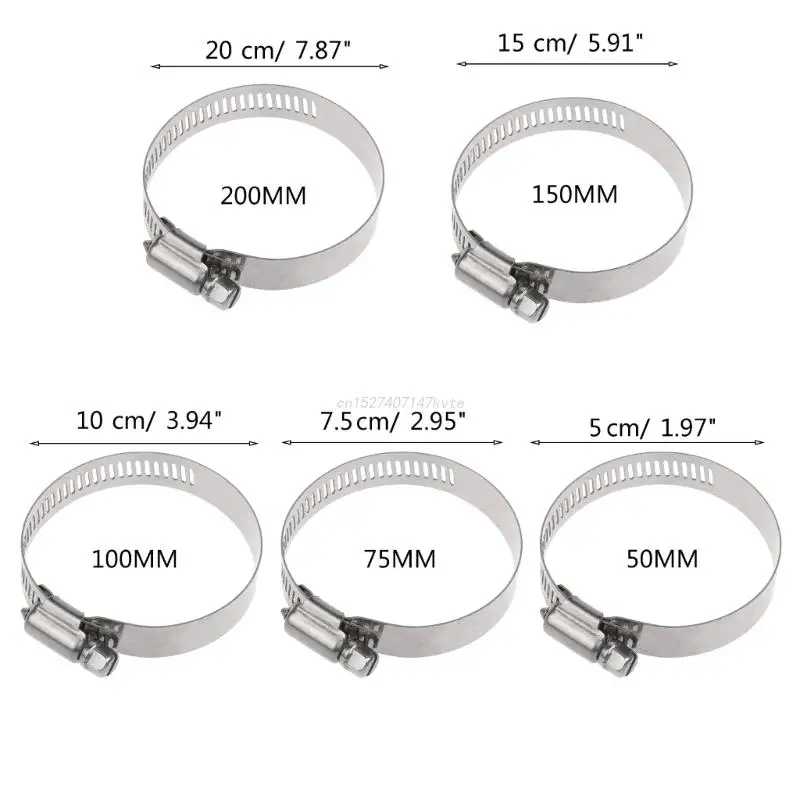 2 Colliers de serrage Inox 150 mm à entraînement par vis sans fin, plage de  serrage 140-170mm pour conduits, gaines de ventilation, VMC et Hotte DN150