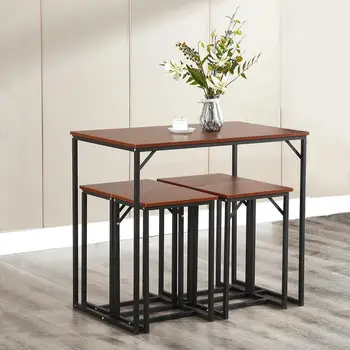 Dining Table Set 4 Chairs 1 Dining Table Set Furniture Modern Wood Table Dining Kitchen Furniture Set Living Room Furniture