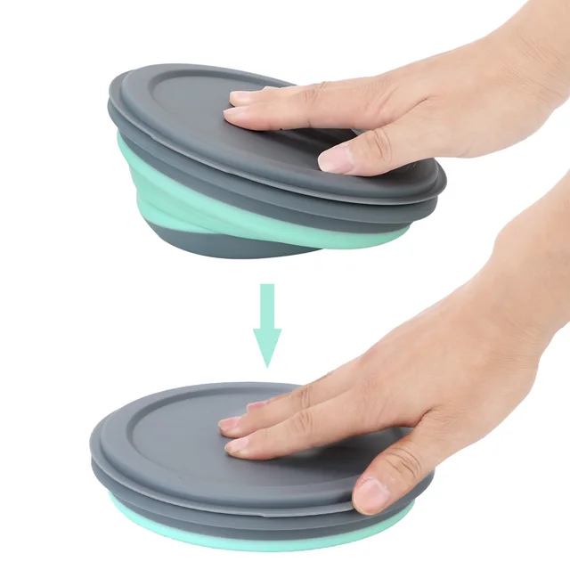 Boîte à déjeuner pliante, ensembles de bols en Silicone 3 pièces/ensemble, récipient alimentaire, ensemble de vaisselle, bol à salade pliable avec couvercle Portable 5