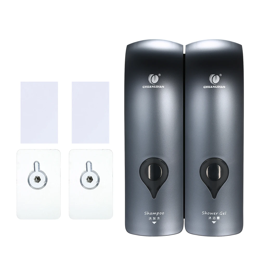 300ml*2 NO Drilling Wall Mounted Double-Head Manual Soap Dispenser Bathroom Shower Gel Liquid Shampoo Dispenser Holde