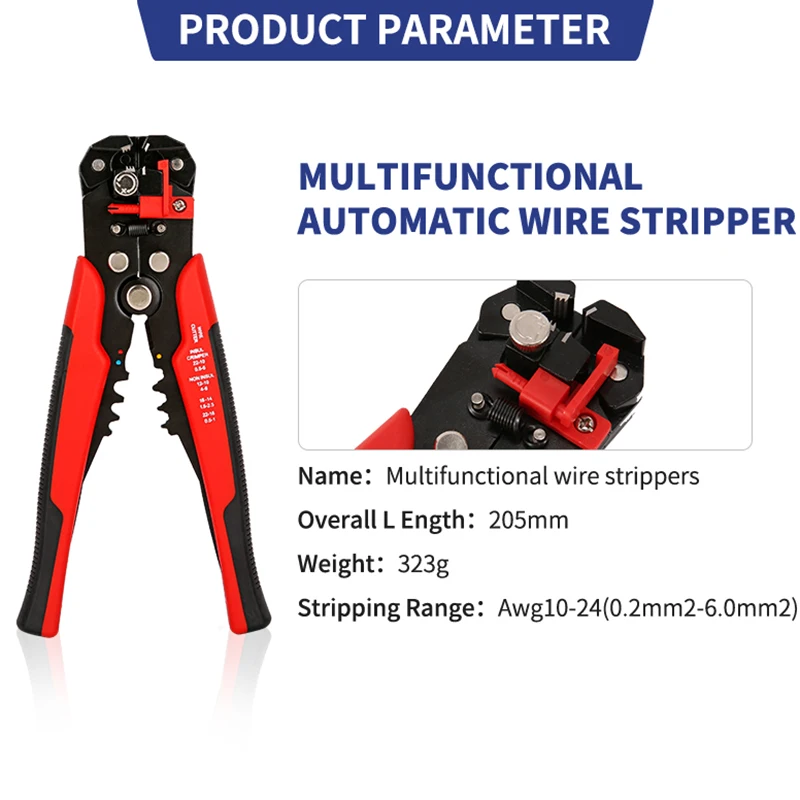 Crimper cable cutter adjustable automatic wire stripper multifunctional stripping crimping pliers terminal hand tool XIONGISOLAR