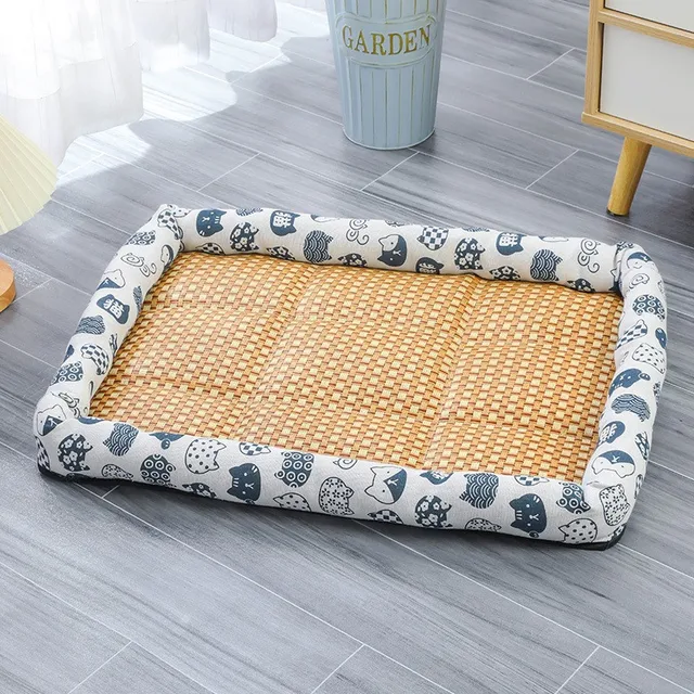 Pet Cat Bed Mat Rattan Woven Cat Sleeping Mat Sofa Bed Summer Pet Cooling Mat for Small Dog Cats Kitten Puppy Beds Cushion 6