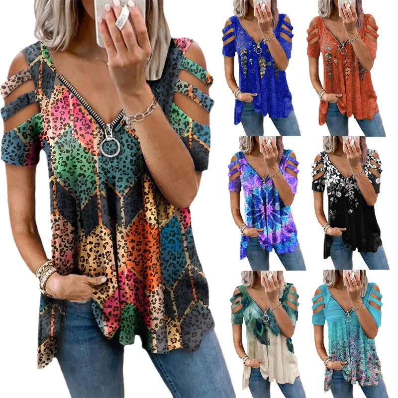 

Women Print T-Shirt Summer 2022 Casual Short Sleeve Tops Loose Ladies Streetwear T Shirt Boho Ladies Top Hauts Pour Femmes